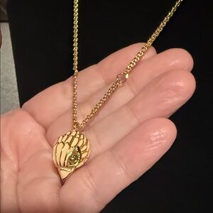 Kurt Geiger Gold and Peach Pink Pendant Necklace